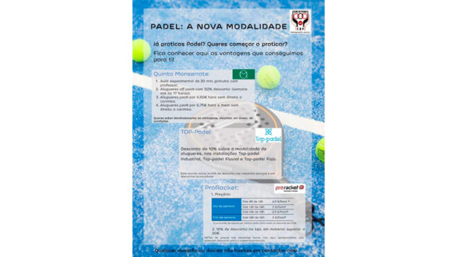 Padel no Clube EDP com vantagens e descontos para sócios