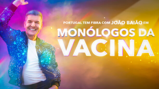 Desconto para o espetáculo, Monólogos da Vacina, com João Baião