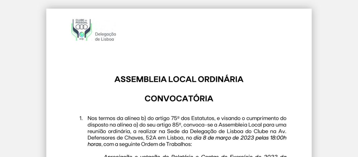 Convocatória para a Assembleia Local de 7 de março 2024